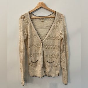 Lucky Brand Knit Cream Cardigan with Pockets Women’s Size Small